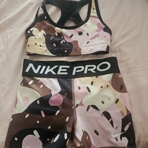 Nike Pro Camo Sports Bra and Shorts Set